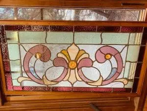 Rectangle framed stained glass ca. 1890. 38 1/4" x 20 1/2" $565.00