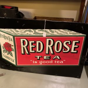 Red Rose Tea Embossed metal sign 1930s.