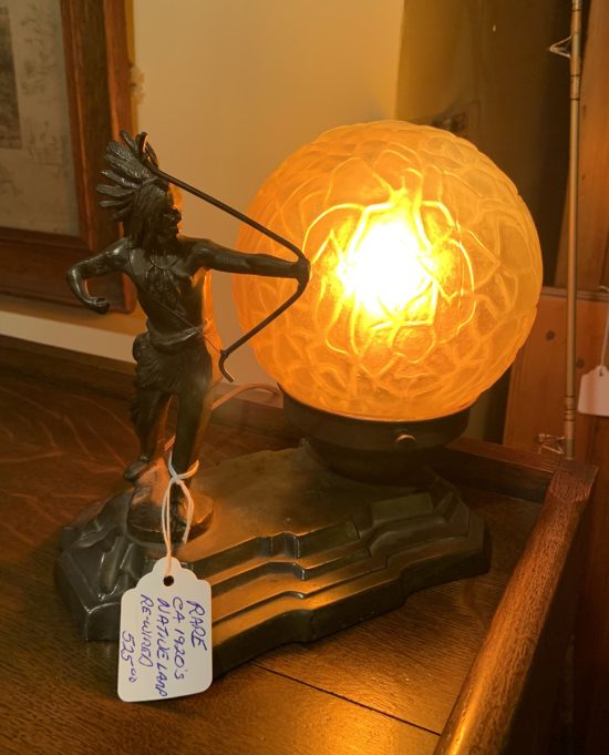 Native Art Deco Bronze Lamp 1920's. All original and has been re-wired.