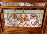 Rectangle framed stained glass ca. 1890. 38 1/4" x 20 1/2" $565.00