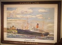 Cunard Line Advertising Lithograph 1948.