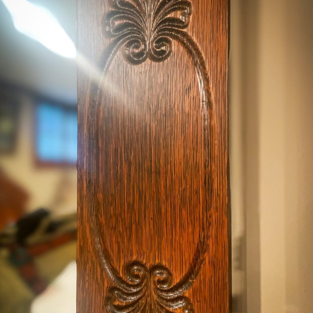 Antique Oak Mirror w/Hooks Archer's Antiques