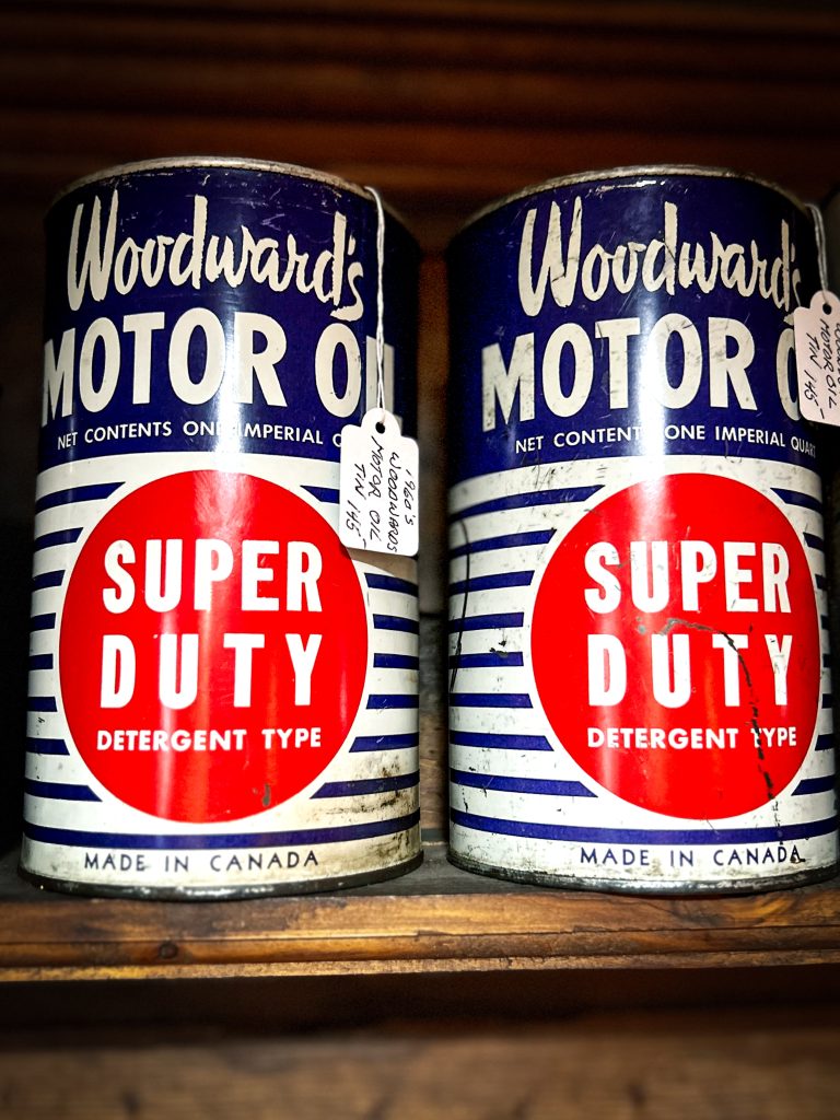 Woodward's Motor Oil Can circa 1960. Both cans have been opened and each measures 6.5