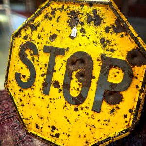 Vintage Shot-up Stop Sign