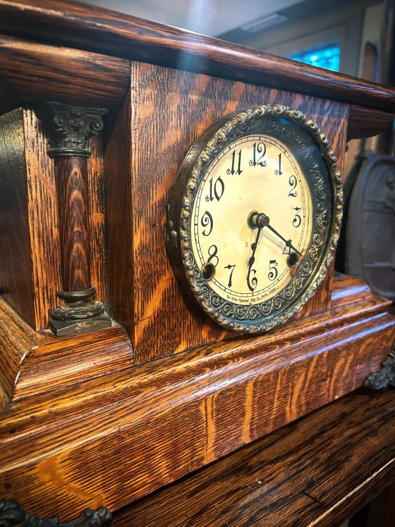 Pequegnat Oak Mantel Clock