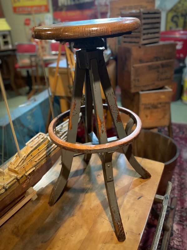 Antique oak drafting stool