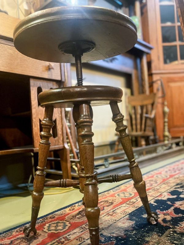 Antique Oak Adjustable Stool