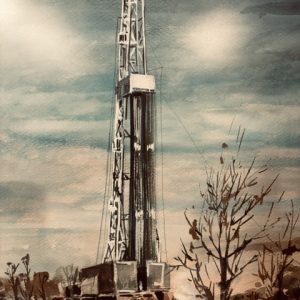 Vintage Oil Rig Watercolour 350.00 CND